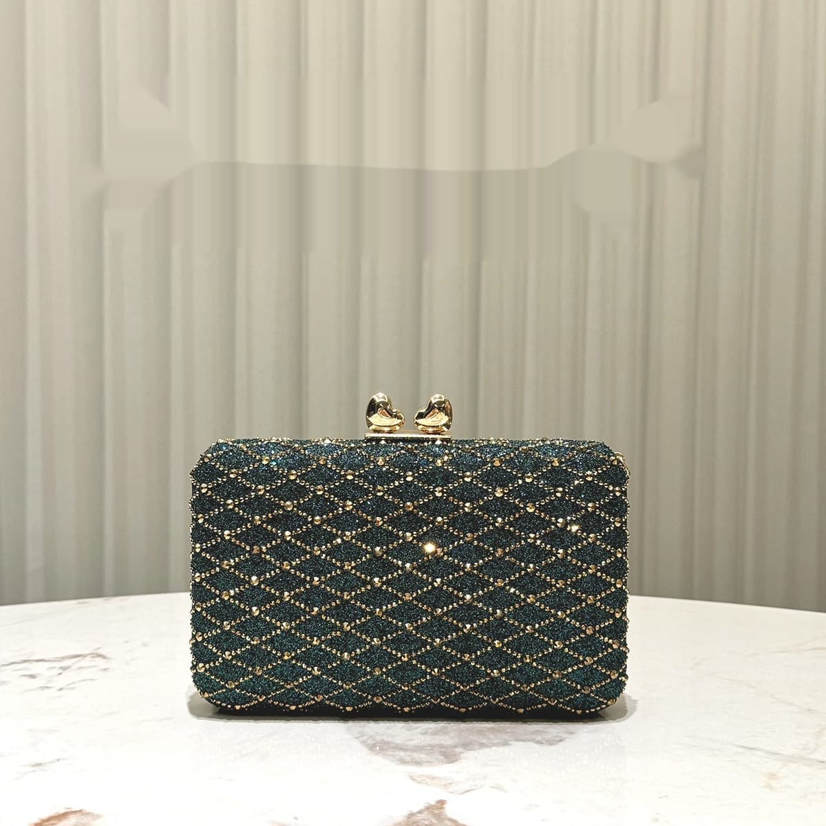 Womens Luxury Rhinestone-Embellished Evening Bag